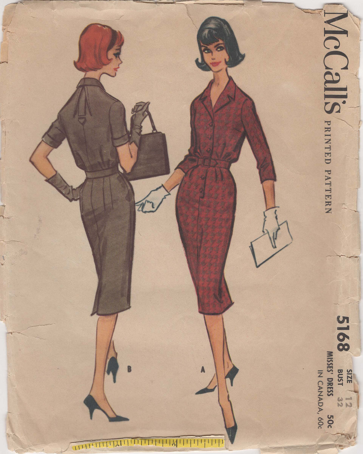 1950's McCall's Shirtwaist Dress with Exterior Darts - Bust 32" - No. 5168
