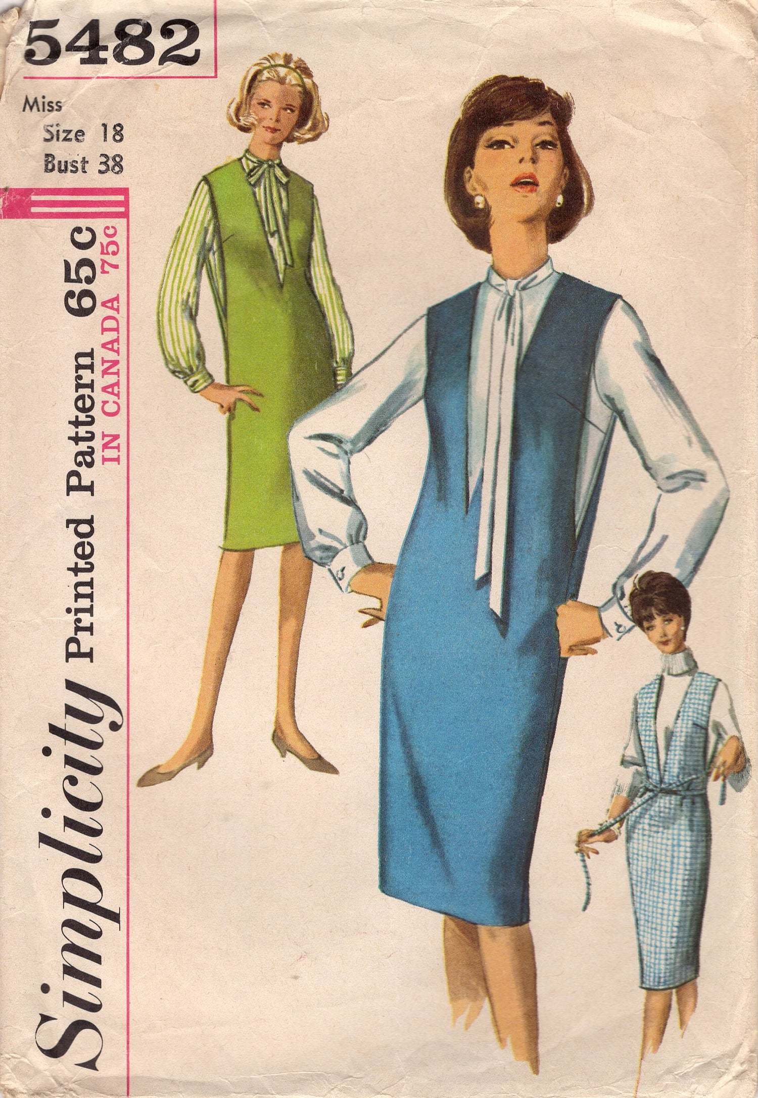 1960's Simplicity Blouse and Jumper Dress Pattern - Bust 38" - No. 5482