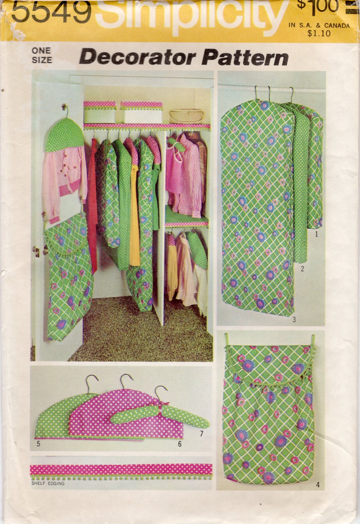 1970's Simplicity Closet Decorator Pattern - OS- No. 5549