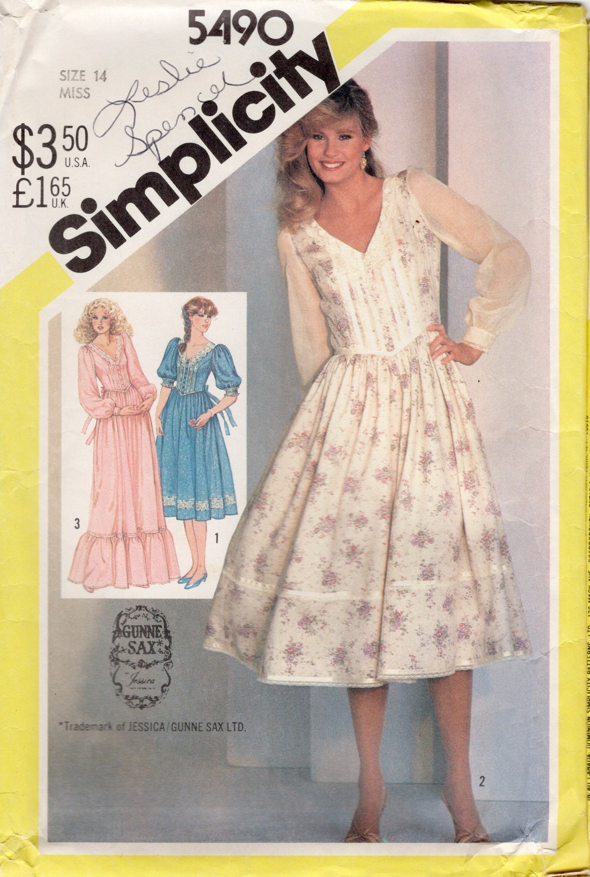 1980's Simplicity GUNNE SAX Princess Seam Pin Tucked Prairie Dress Pattern - Bust 36" - No. 5490