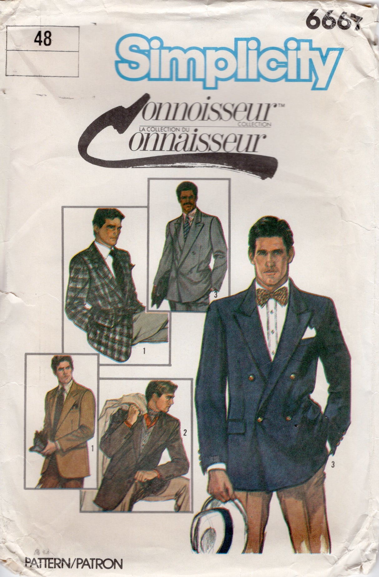 1980's Simplicity Men's Single or Double Breasted Jacket Pattern - Chest 48" - No. 6667