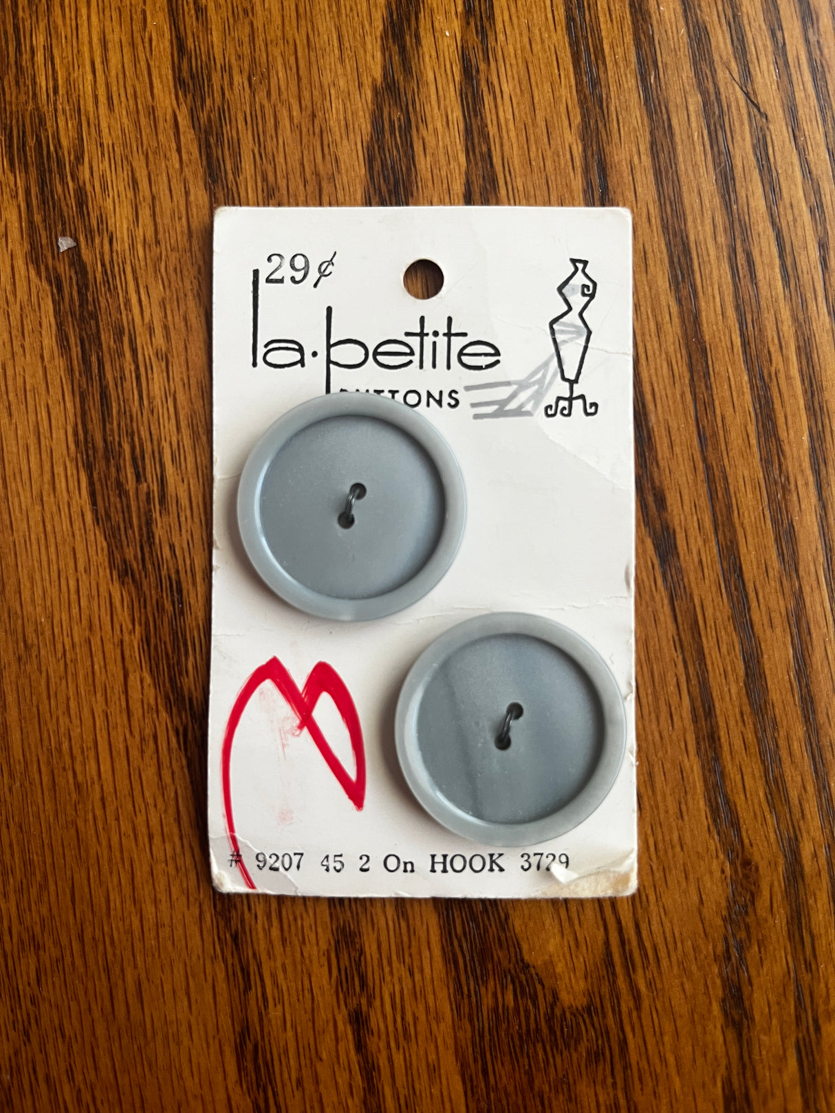 1980’s La Petite Light Blue Carved Plastic Buttons - Set of 2 - 1 1/8” - on card