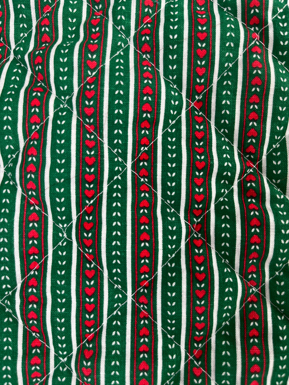 1990's Heart Stripe Pre-Quilted Fabric - (P251)