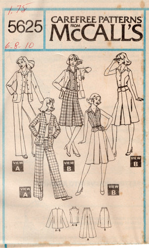 1970's McCall's Jacket, Vest, Pleated Skirt and Wide Leg Pants pattern - Bust 30.5 - 34