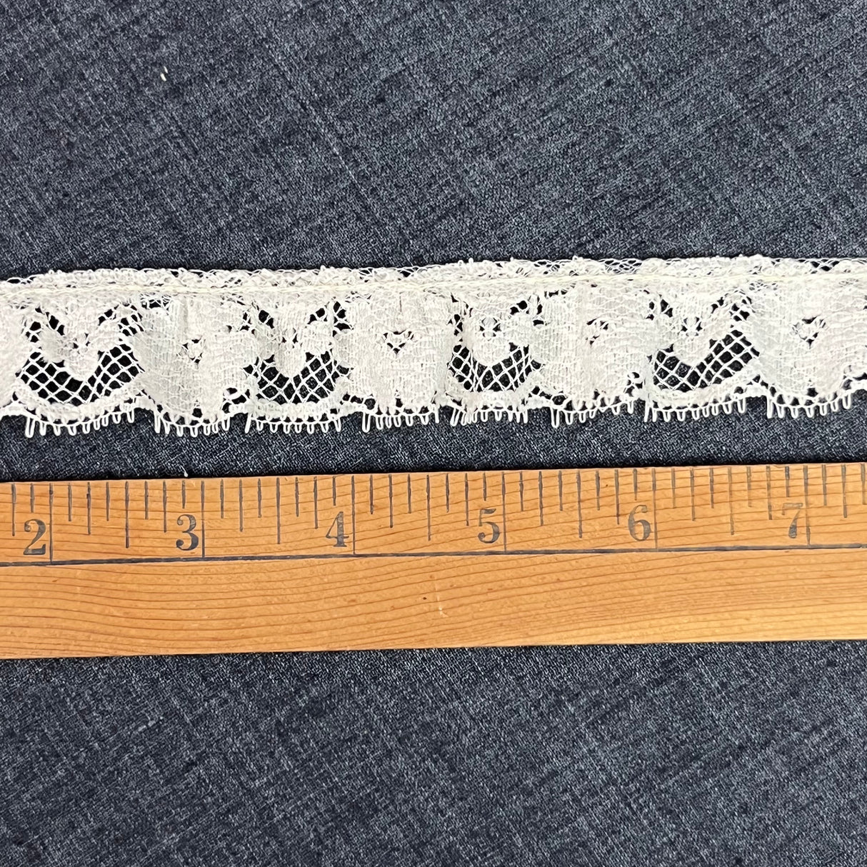 1970’s Cream Gathered Floral Edge Lace - BTY