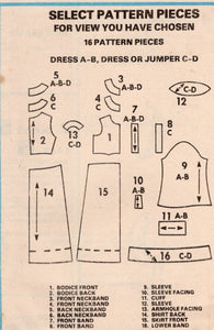 1970's McCall's Empire Waist Midi Dress Pattern with 3 Sleeve Styles  - Bust 31.5-36" - No. 5599