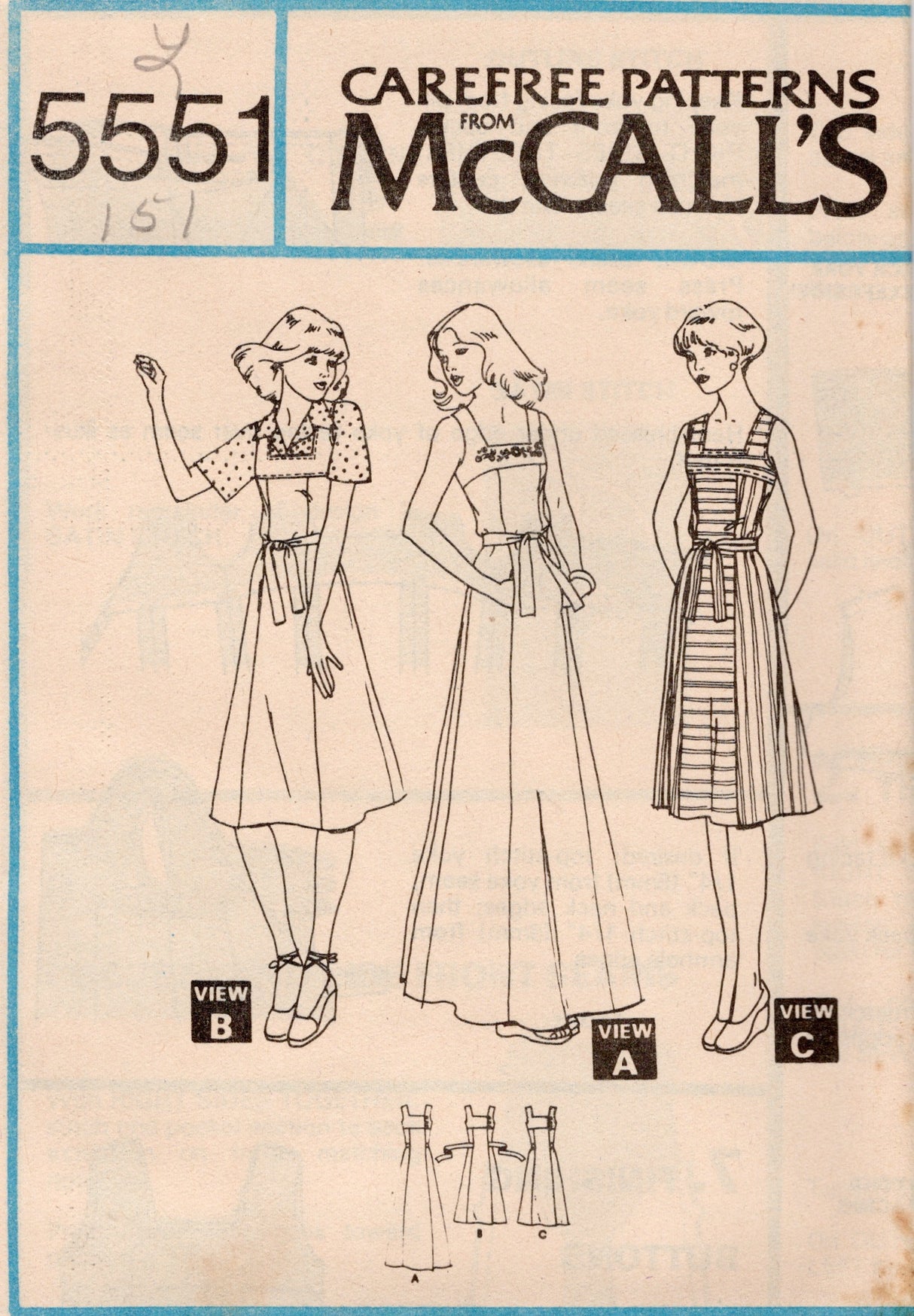 1970's McCall's Wrap Dress or Jumper Dress Pattern - Bust 30.5-42" - no. 5551