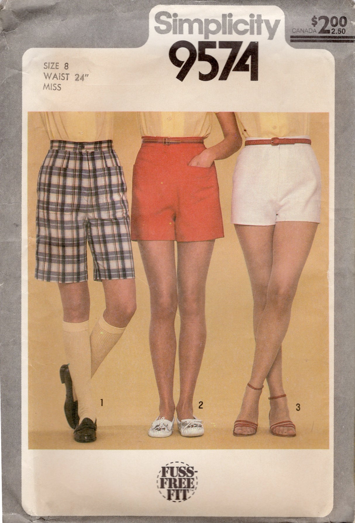 1980's Simplicity Shorts in 3 Lengths Pattern – Waist 24" - No. 9574
