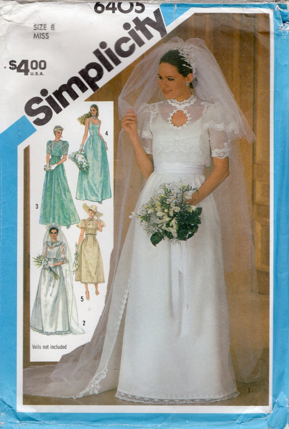 1980's Simplicity Keyhole Wedding Dress or Bridesmaid Dress Pattern - Bust 31.5" - No. 6405