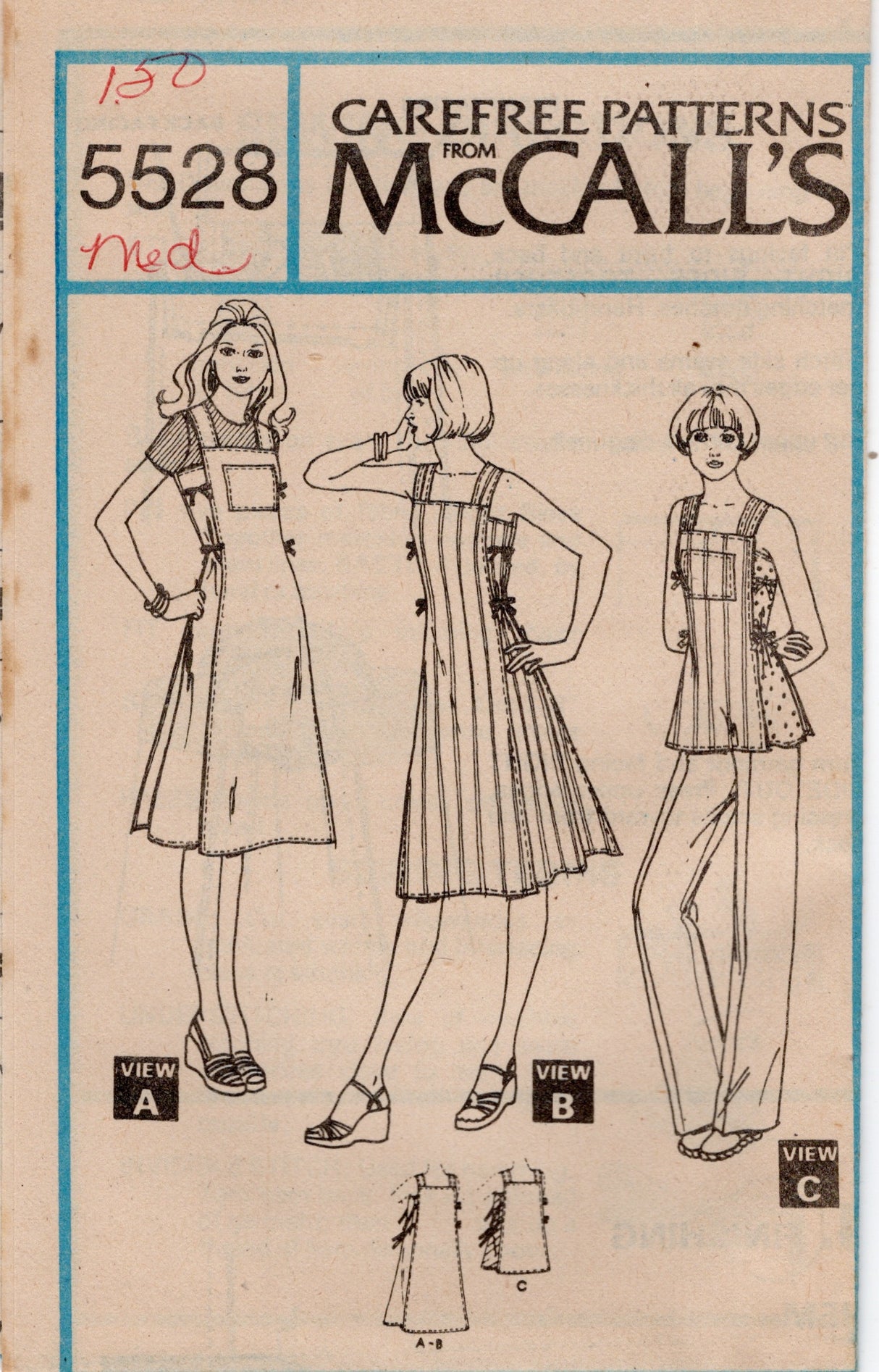 1970's McCall's Dress, Jumper, or Top pattern - Bust 30.5-38" - no. 5528