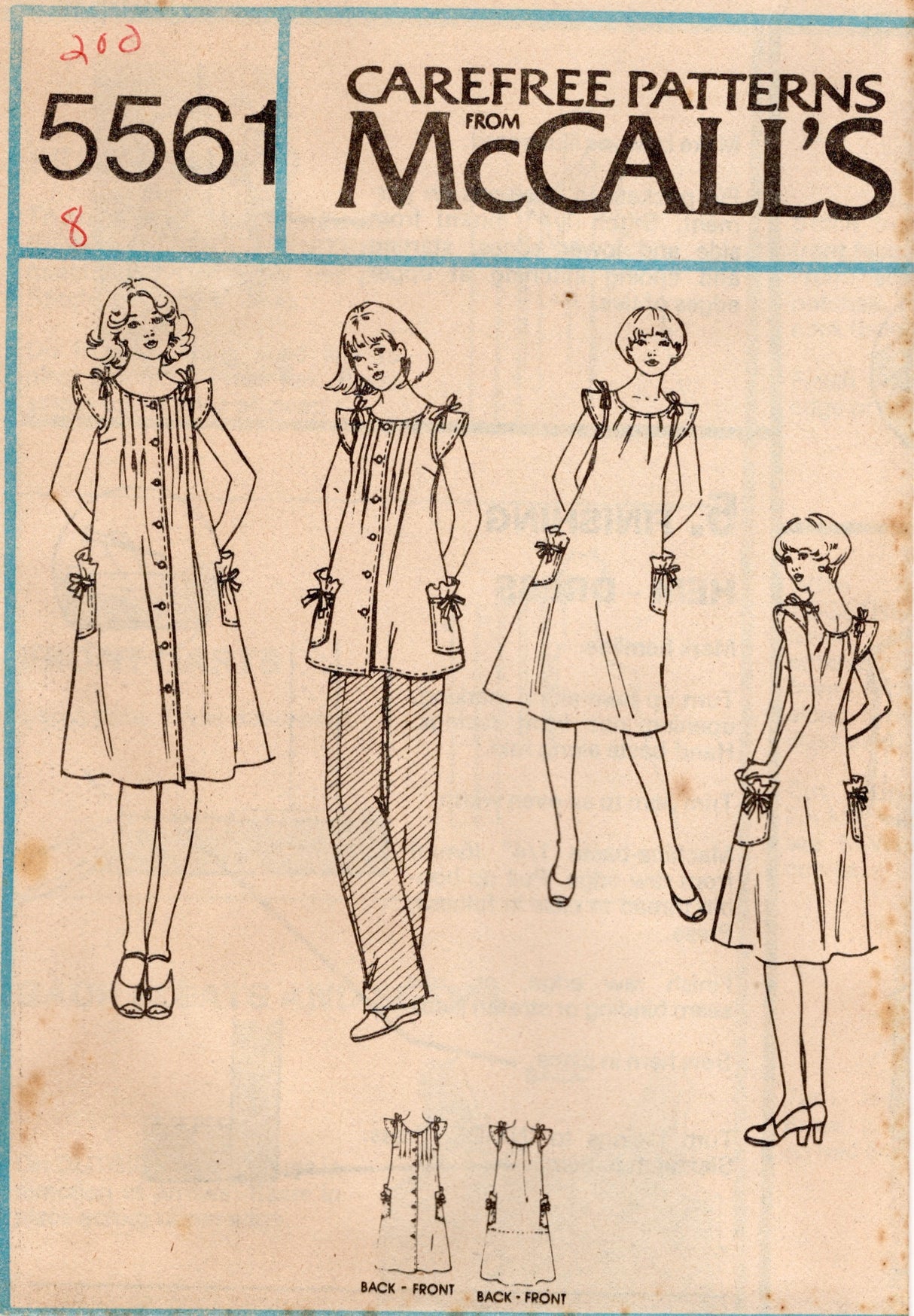 1970's McCall's Laura Ashley Button up or Pullover Dress or Tunic Pattern - Bust 31.5-38" - no. 5561