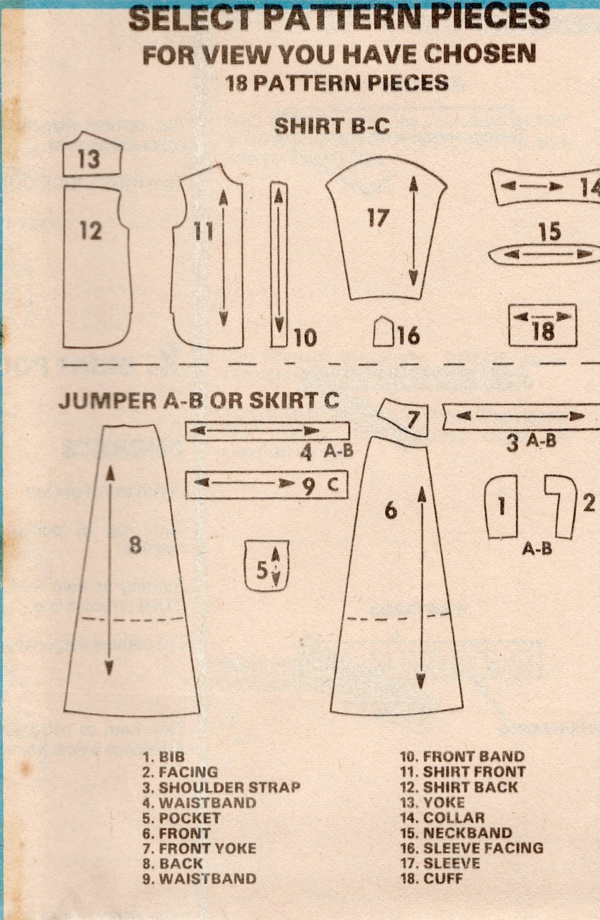 1970's McCall's Overalls or A-Line Yoked Skirt, and Shirt Pattern - Bust 32.5-36" - No. 5632