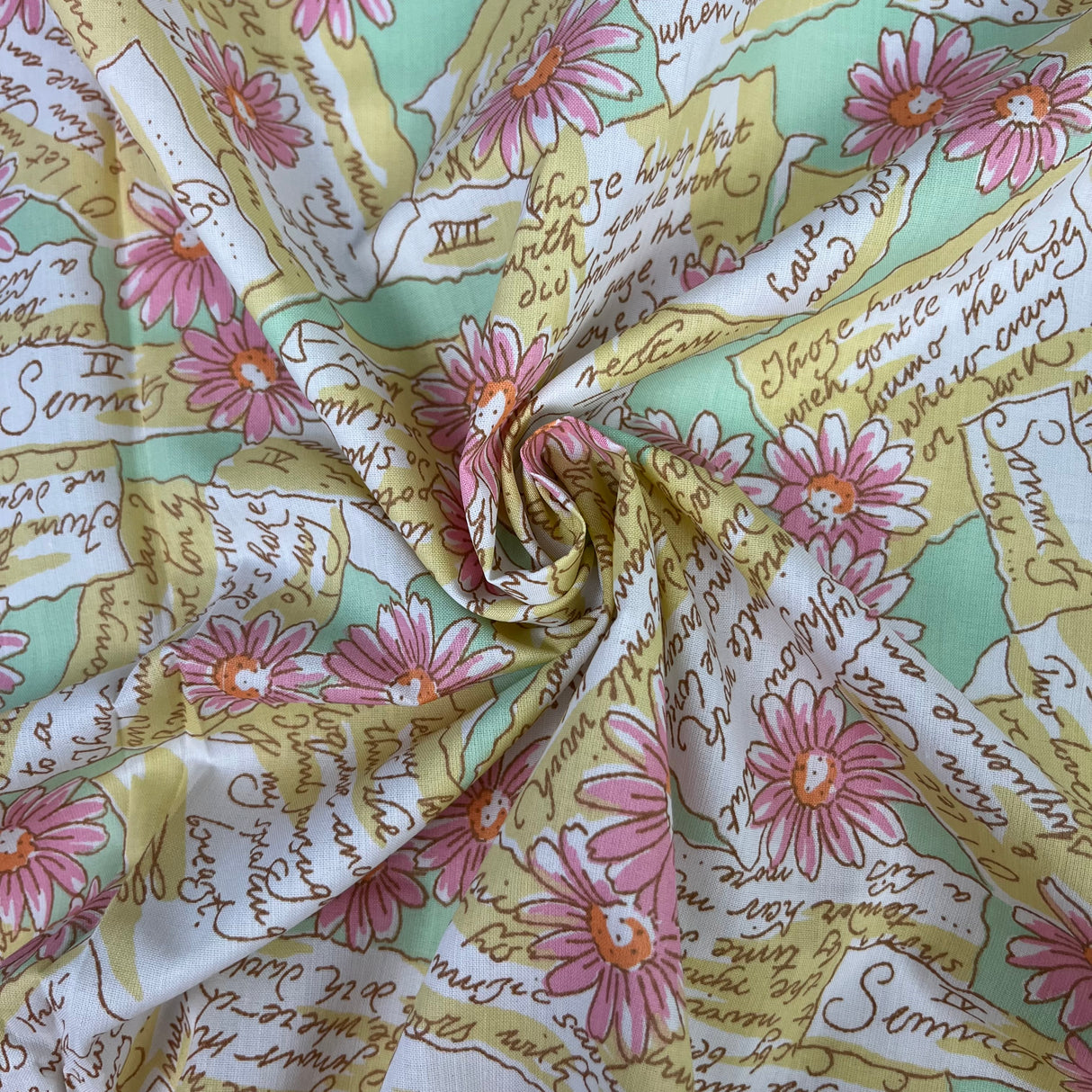 1970’s Daisy and Letters Novelty Print Fabric - BTY (S32)