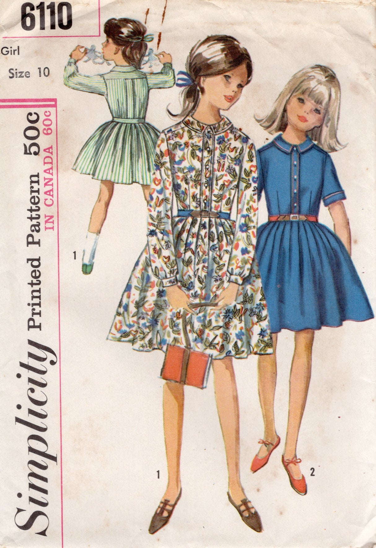 1960's Simplicity Child's Shirtwaist Dress - Chest 28" - No. 6110