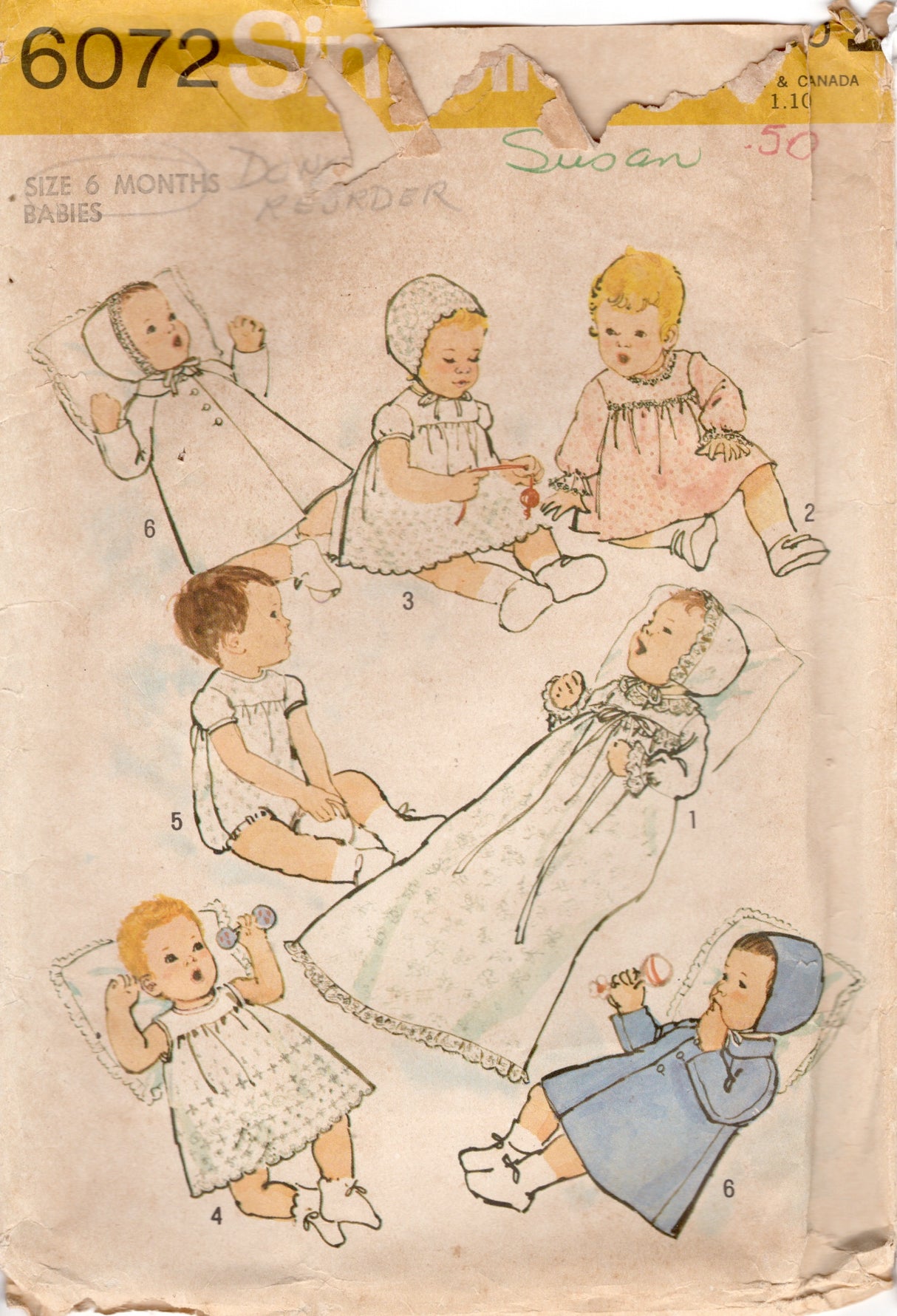 1970's Simplicity Baby's Wardrobe Pattern - size 6 months - No. 6072