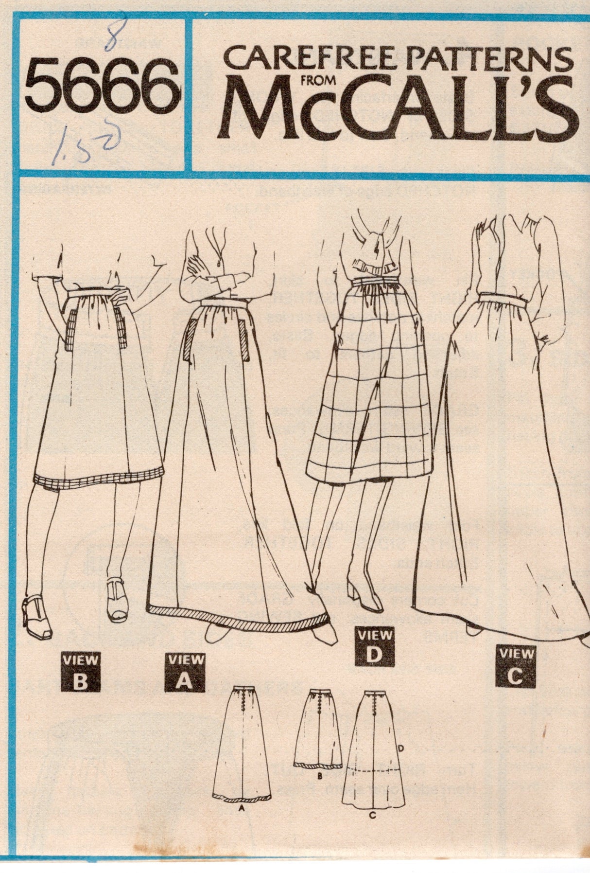 1970's McCall's Set of Skirts pattern - Waist 24-30" - no. 5666