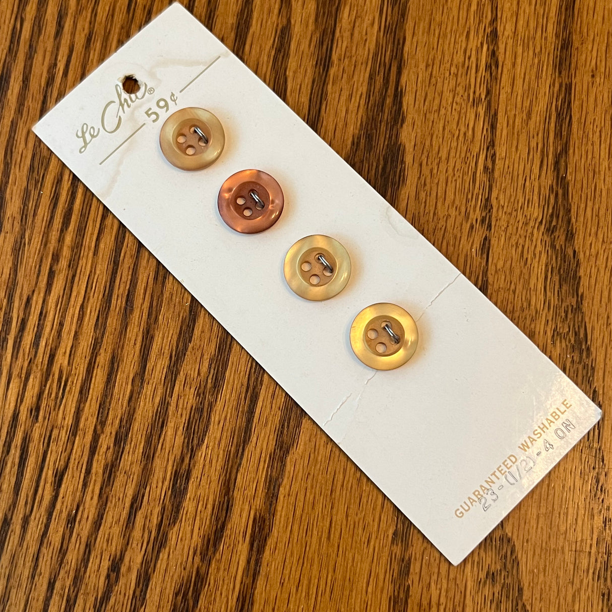 1970’s Le Chic Plastic Buttons - Frosted Yellow/Red - Set of 4 - 1/2" - on card