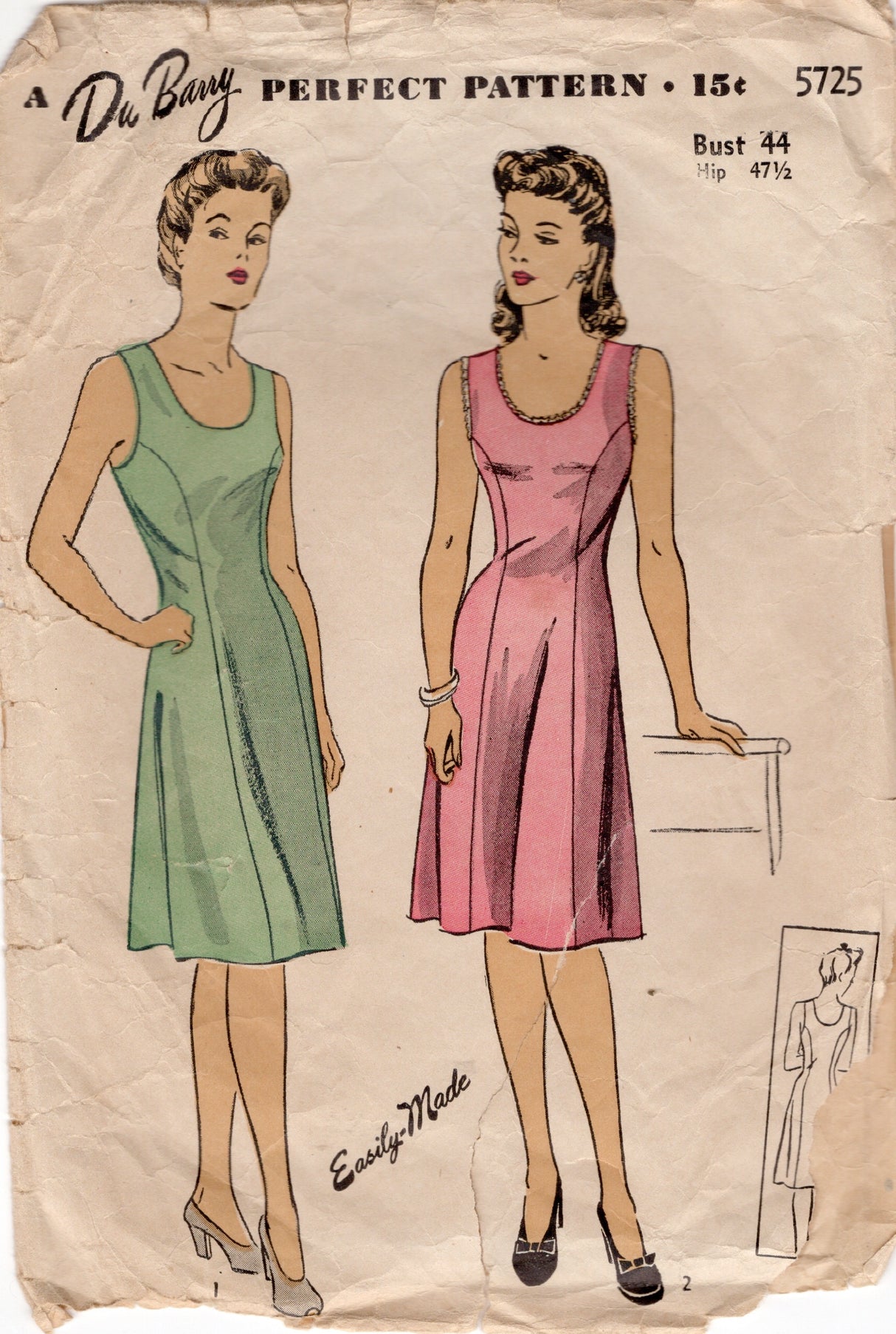 1940's DuBarry Princess Line Slip Pattern - Bust 44" - No. 5725