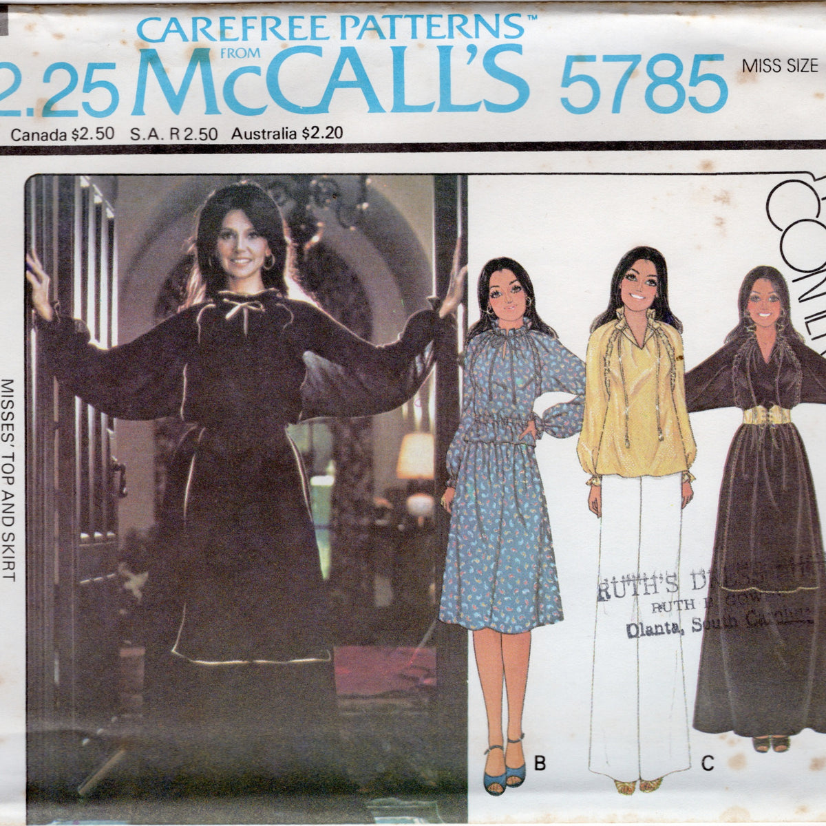 1970's McCall's Faux Wrap One Piece Dress Pattern  - Bust 32.5