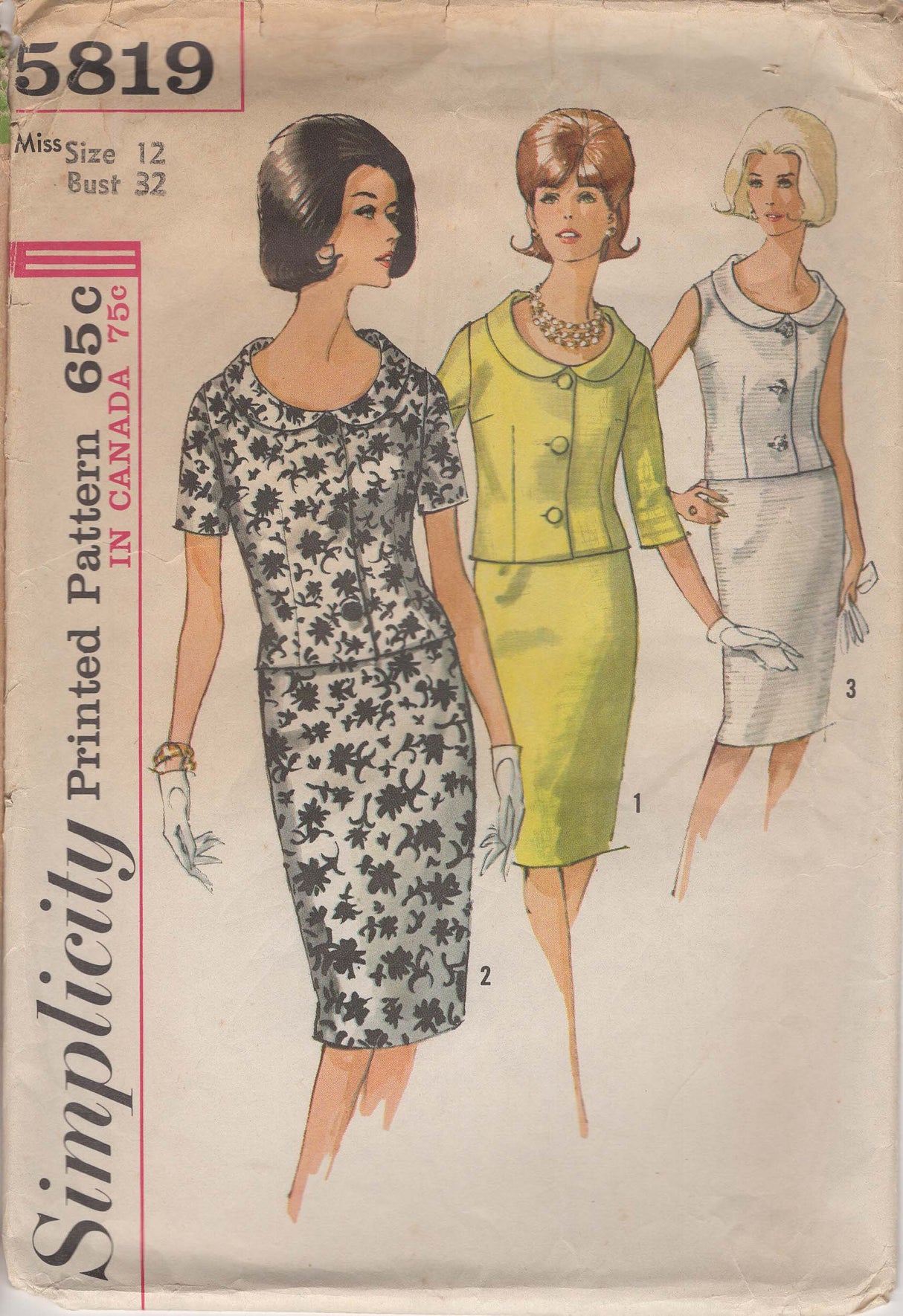1960's Simplicity Two-Piece Dress Pattern - Bust 32" - No. 5819