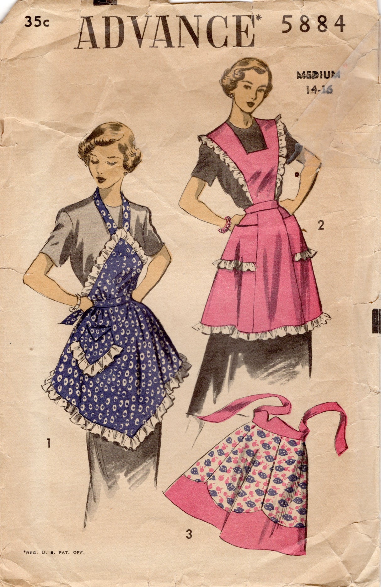 1950's Advance Full or Half Apron Pattern - Bust 32-34" - No. 5884