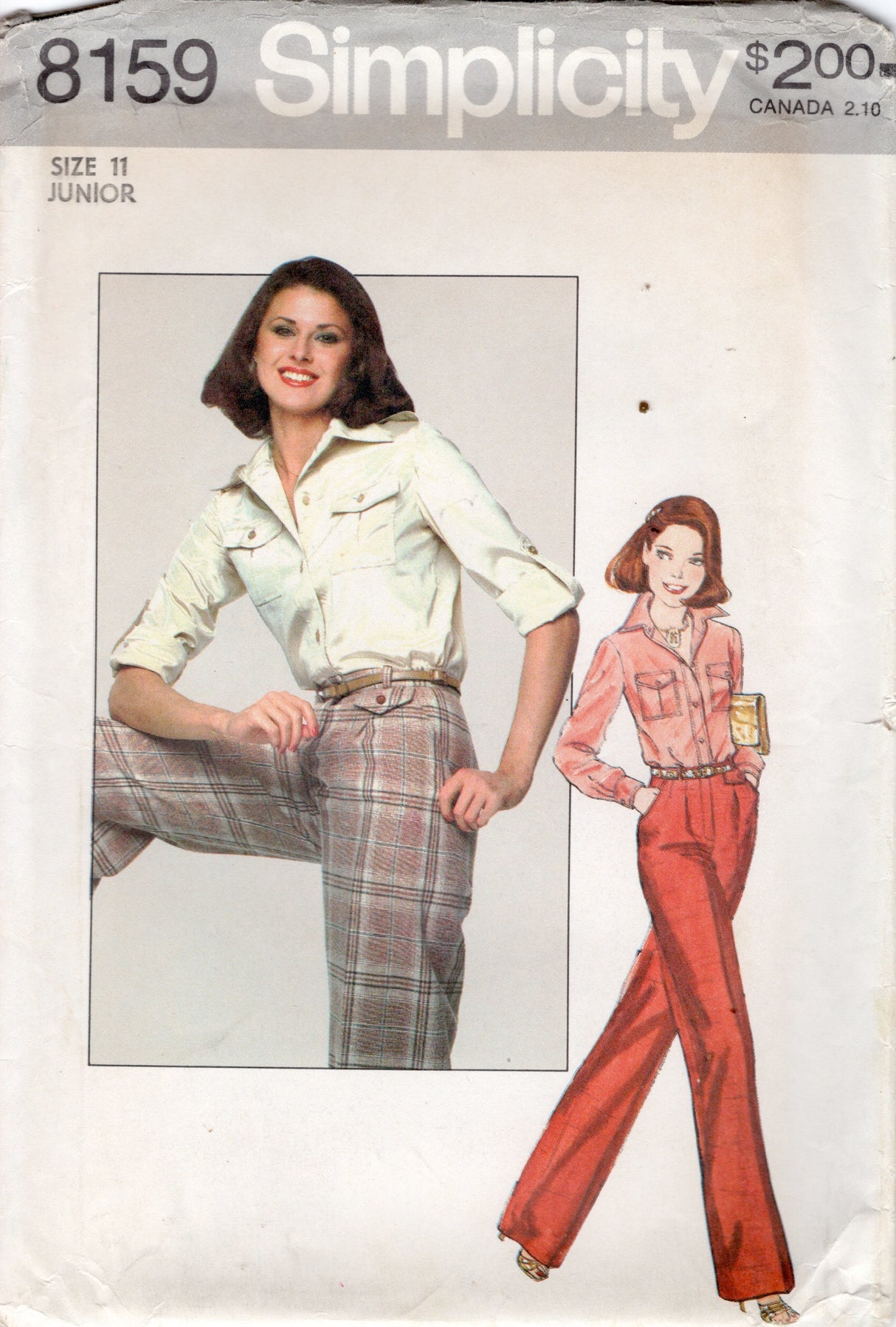 1970's Simplicity Button up Shirt and Wide-Leg Pants - Bust 33.5" - No. 8159