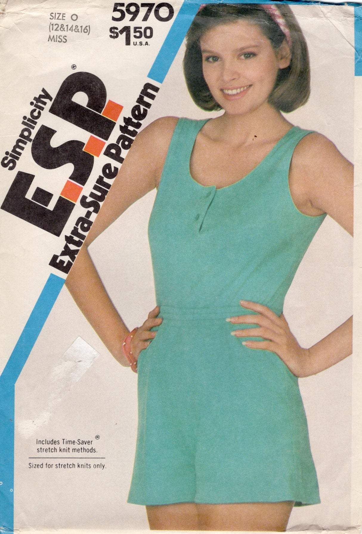 1980's Simplicity Pullover Top and Shorts Pattern - Bust 34-38" - No. 5970