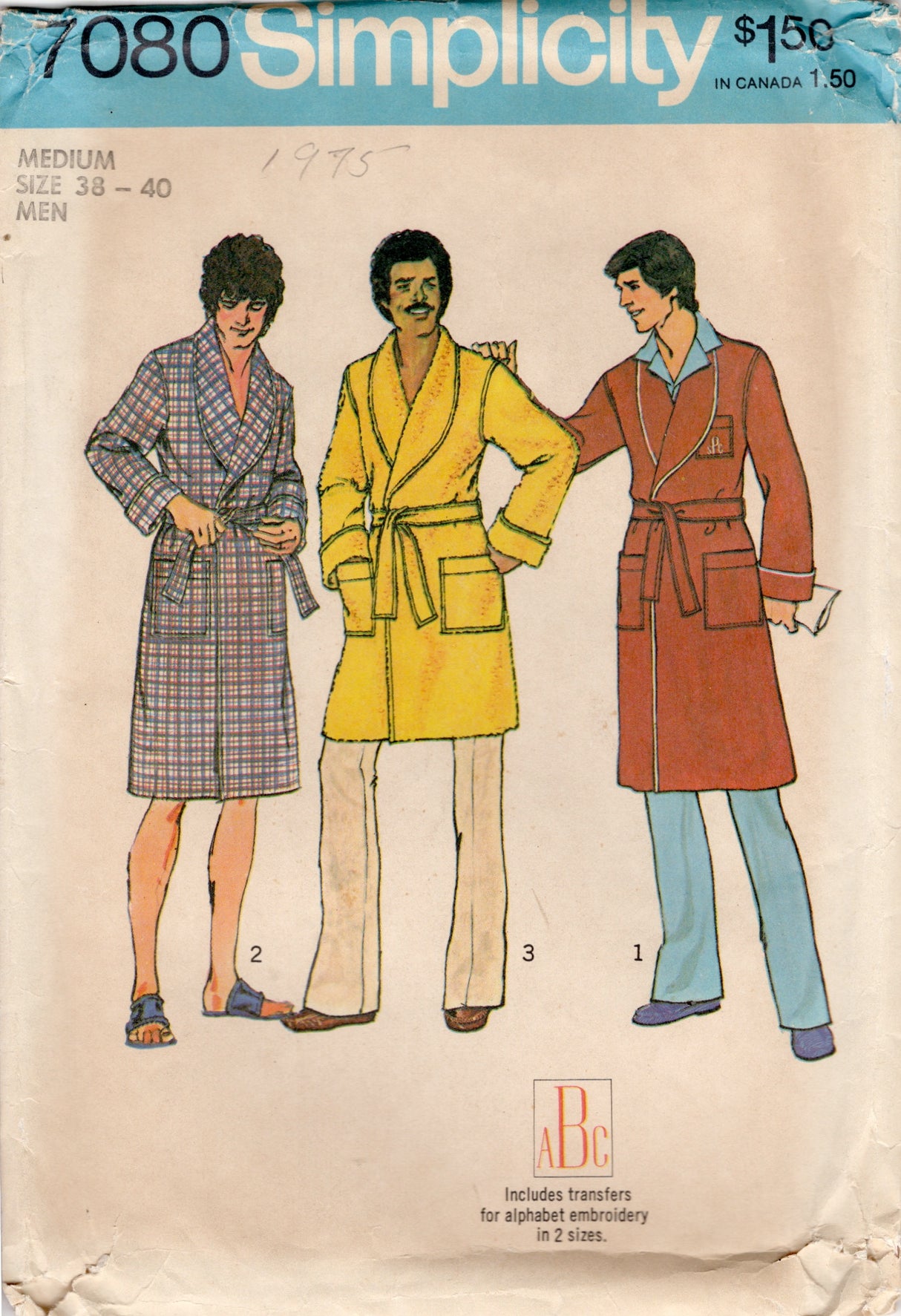 1970's Simplicity Men's Robe pattern - Chest 38-40" - No. 7080