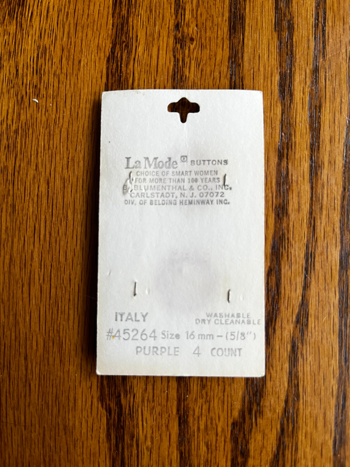 1980’s La Mode Purple Carved Plastic Button - Set of 4 - 5/8” - on card