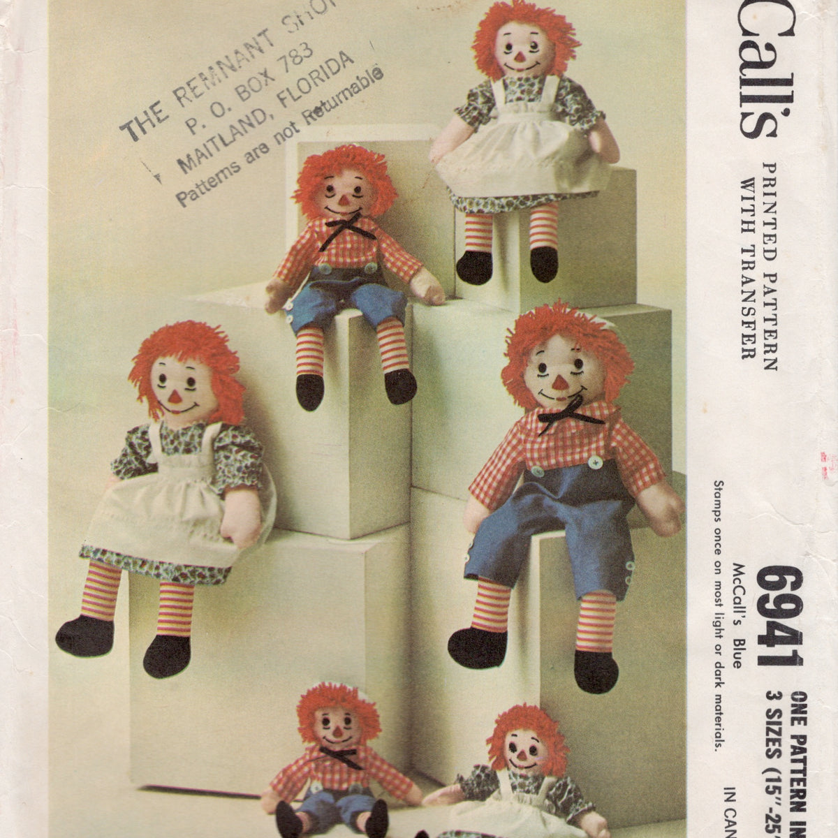 1960's McCall's Raggedy Ann and Andy Doll and Clothes Pattern - No. 69 ...