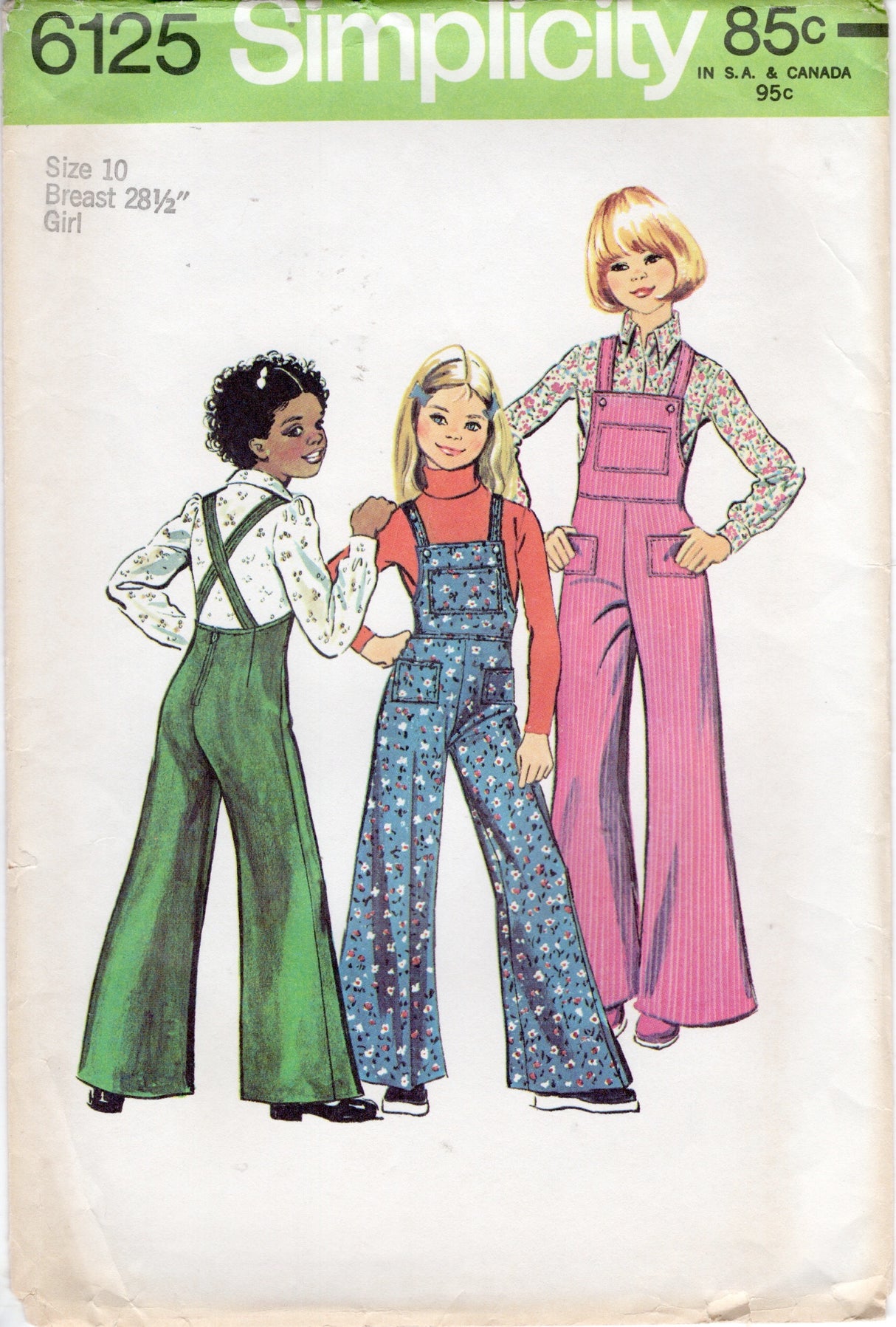 1970's SImplicity Child's Bell Bottom Overalls Pattern - Chest 28.5" - No. 6125