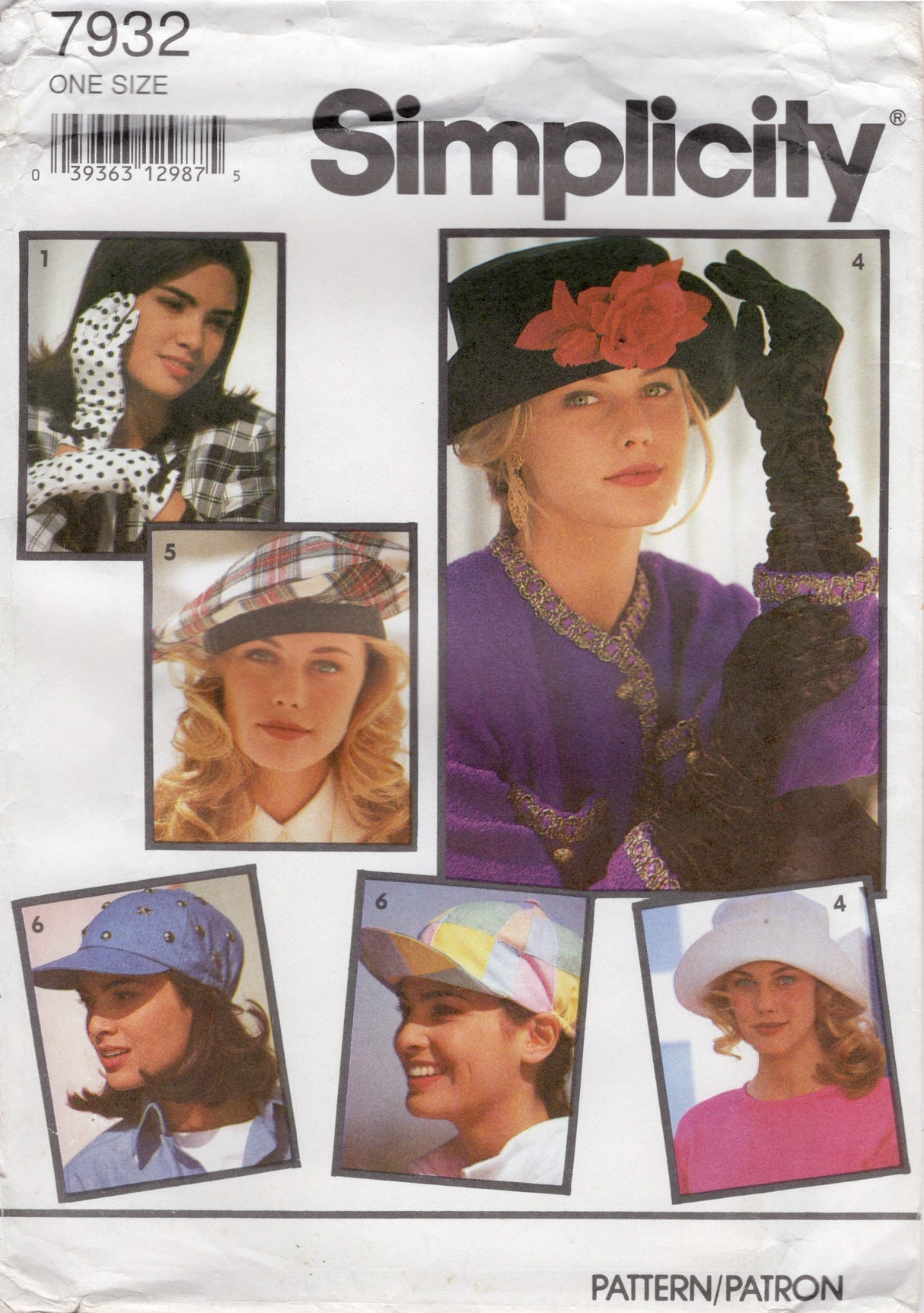 1990's Simplicity Hat, Beret and Glove Pattern - OS- No. 7932