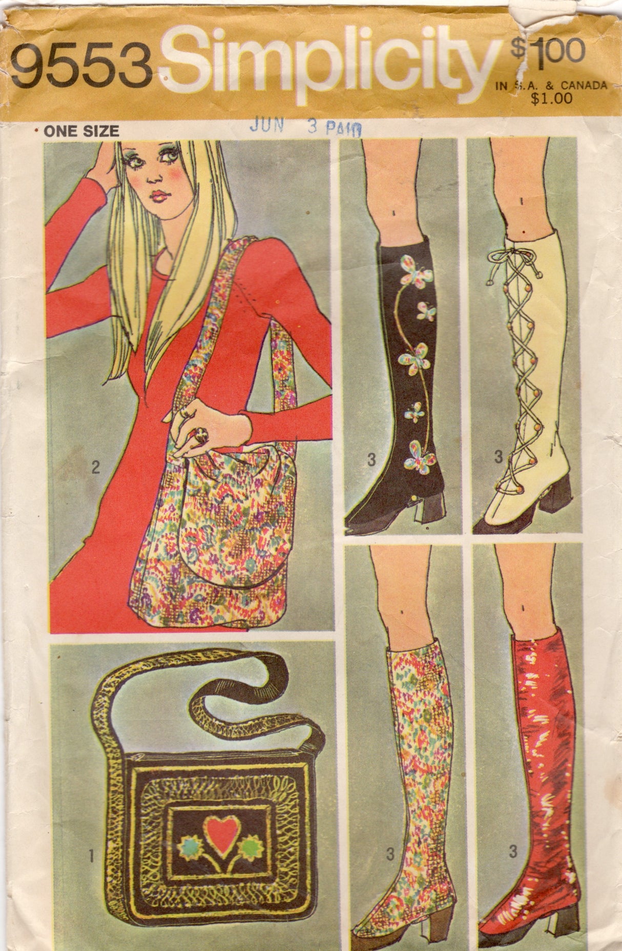 1970's Simplicity Spats and Bag Pattern - One Size - No. 9553