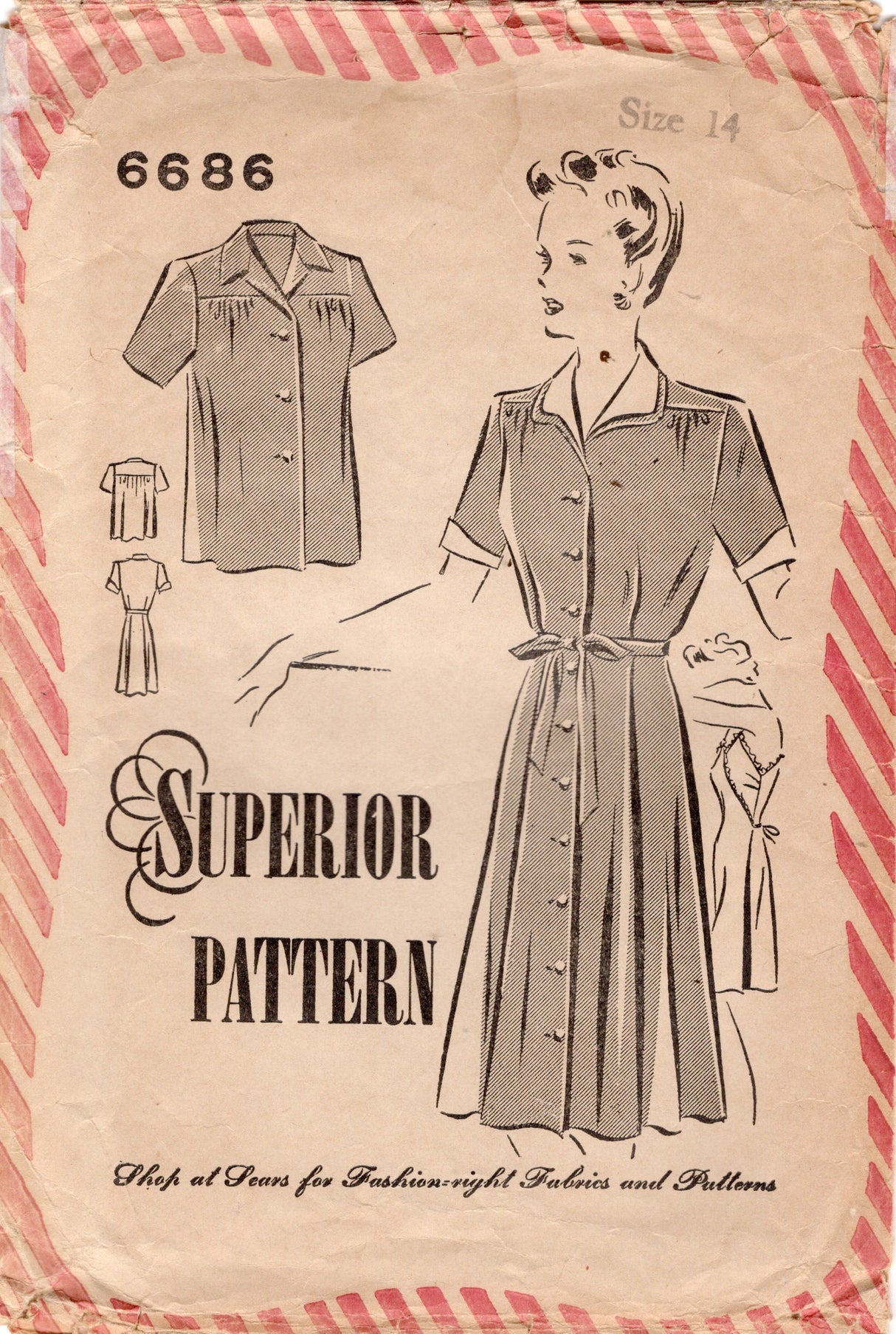 1940's Superior Maternity Button Up Dress, Jacket and Wrap Slip Pattern - Bust 32" - No. 6686