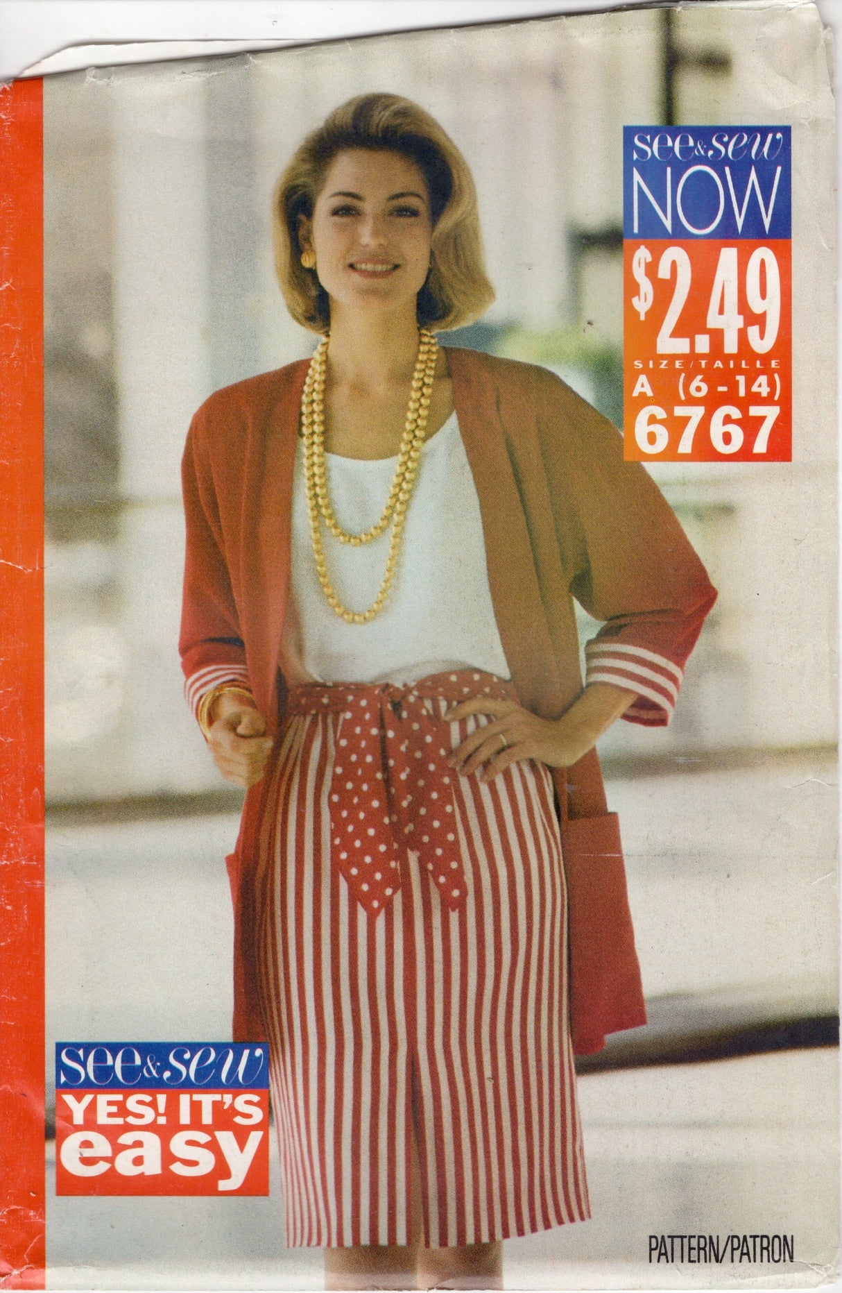 1990's See & Sew Butterick Jacket, Skirt, and Top Pattern - Bust 30.5-36" - No. 6767