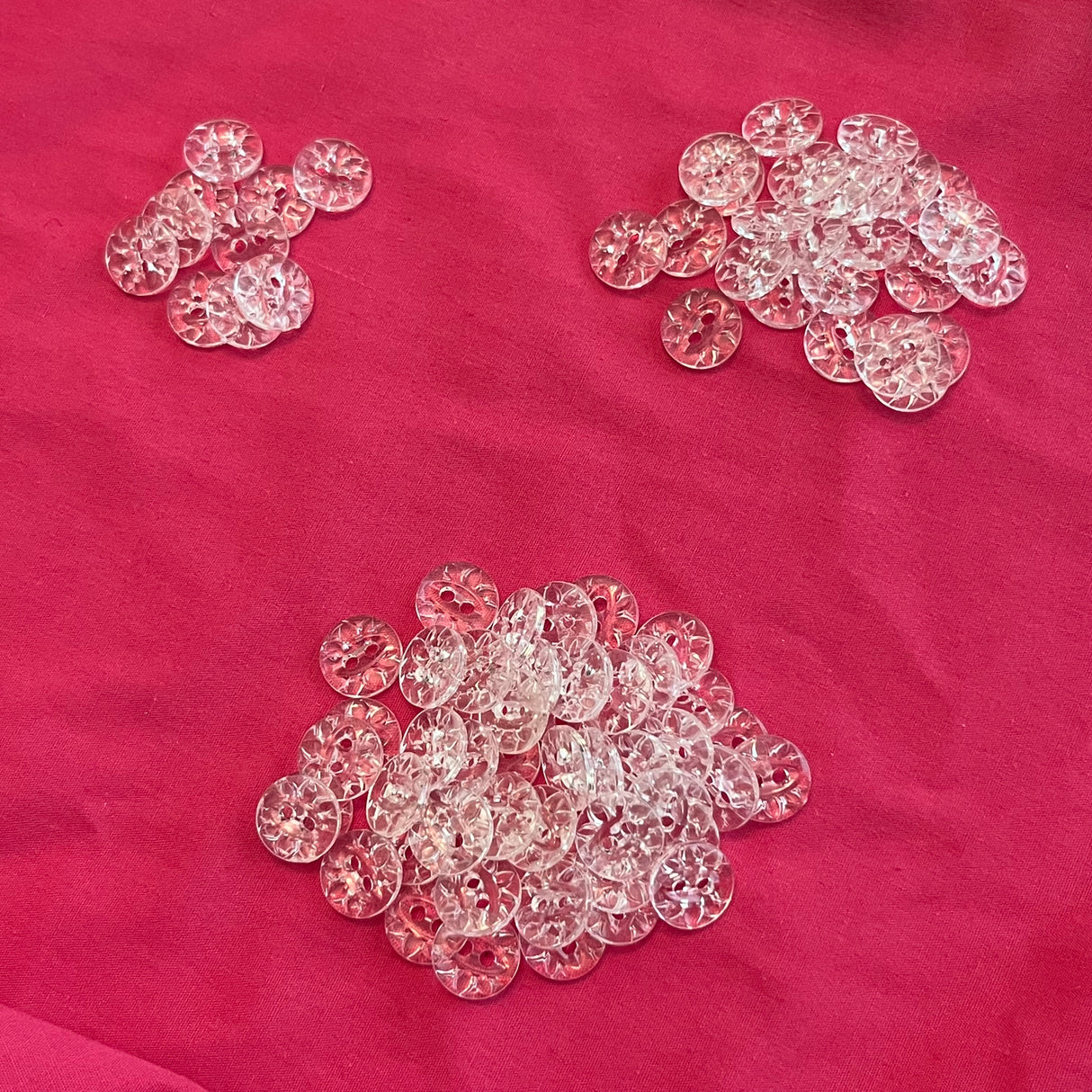 1970’s Clear Floral Print Plastic Buttons - 1/2” - loose
