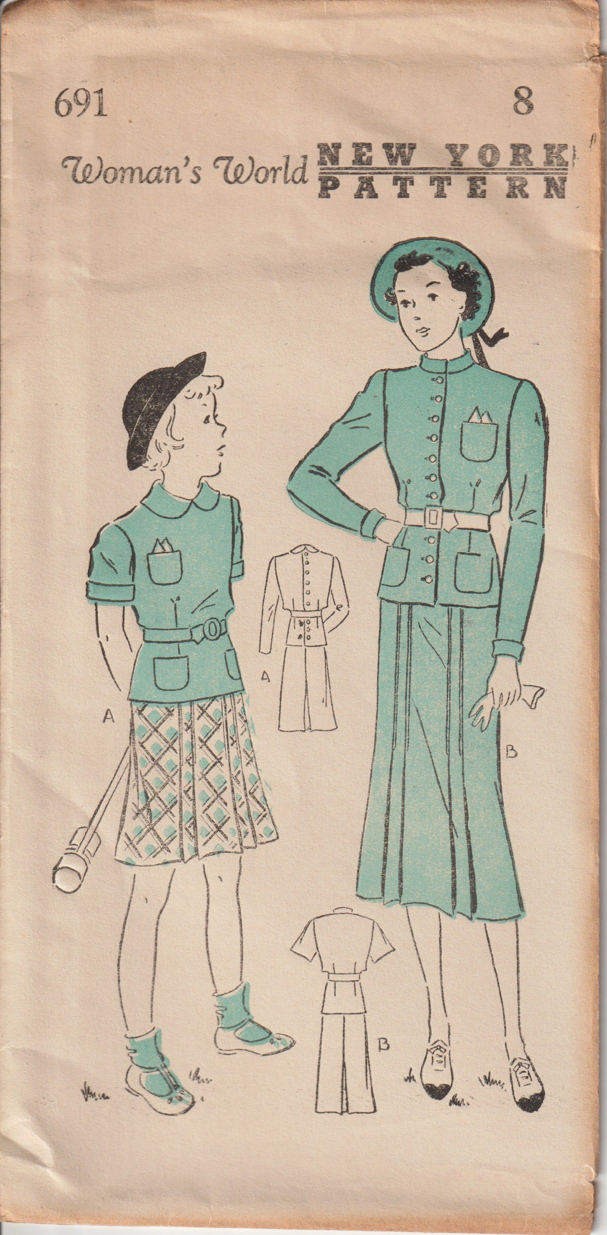 1930's New York Child's Two Piece Dress Pattern - Chest 26" - No. 691