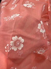 1970’s Peach with FLOCKED Florals - Poly/cotton