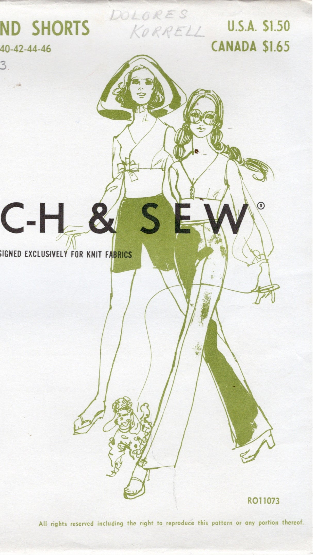 1960-70's Stretch & Sew Pants and Shorts pattern - Waist 21-37" - No. 700