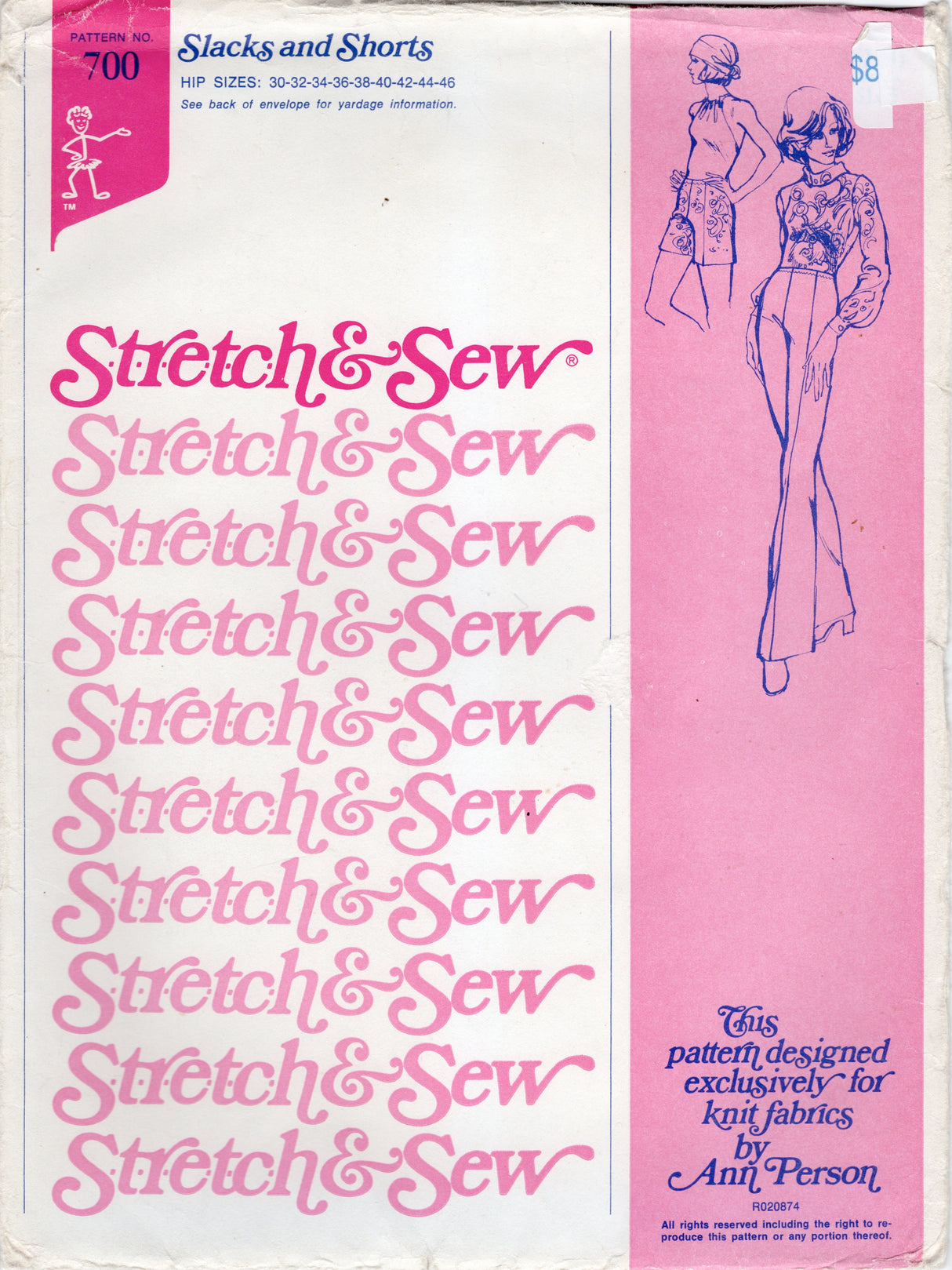 1960-70's Stretch & Sew Pants and Shorts pattern - Waist 21-37" - No. 700