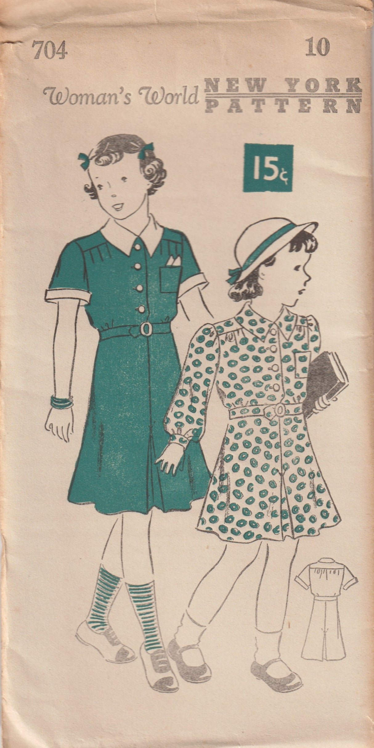 1930's New York Child's Shirtwaist Dress Pattern - Chest 28" - No. 704