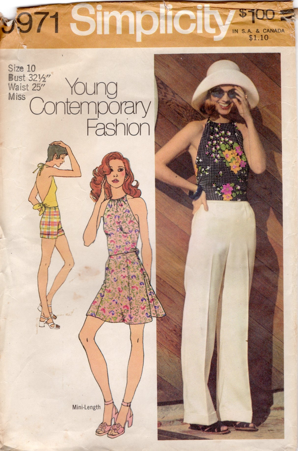 1970's Simplicity Tie Halter Tops, Skirt, Shorts or Pants Pattern Pattern - Bust 32.5" - No. 9971