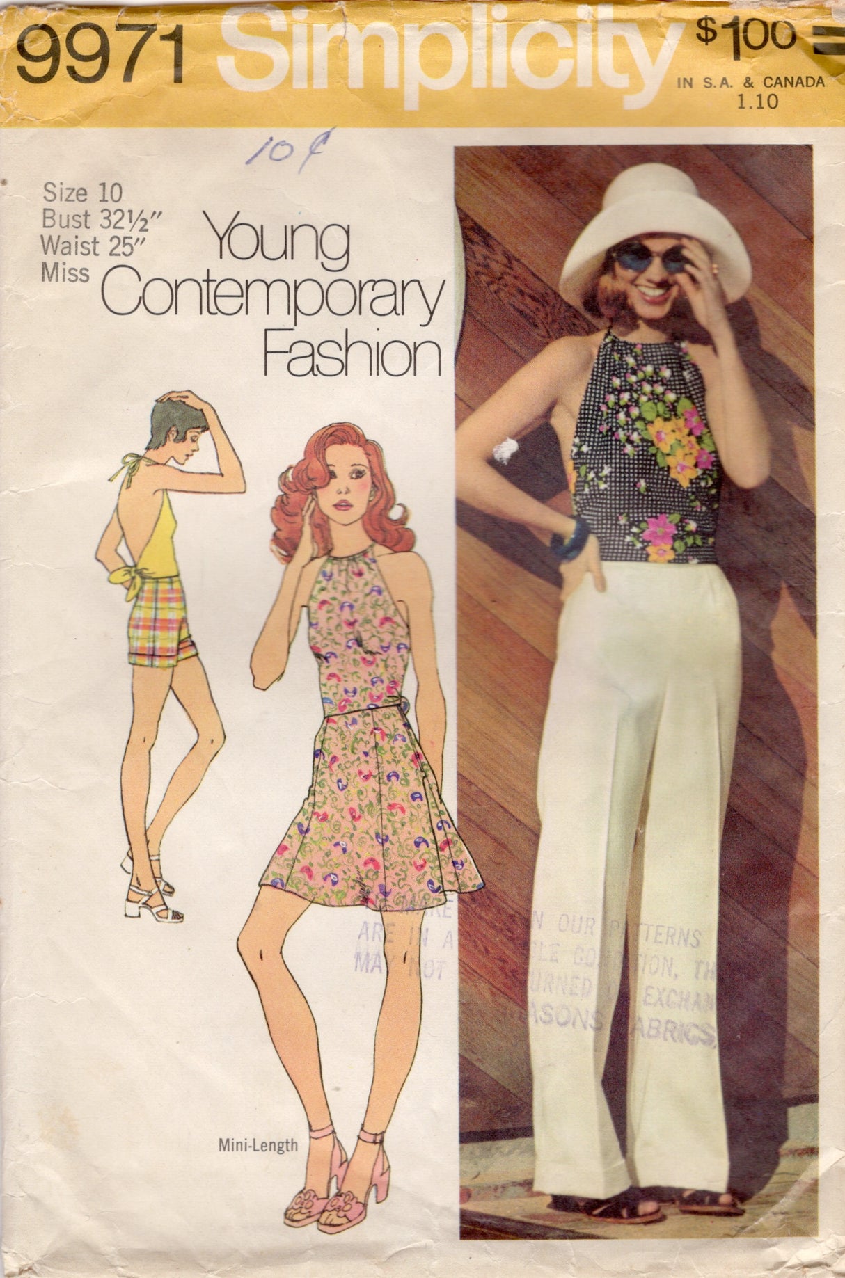 1970's Simplicity Tie Halter Tops, Skirt, Shorts or Pants Pattern Pattern - Bust 32.5" - No. 9971