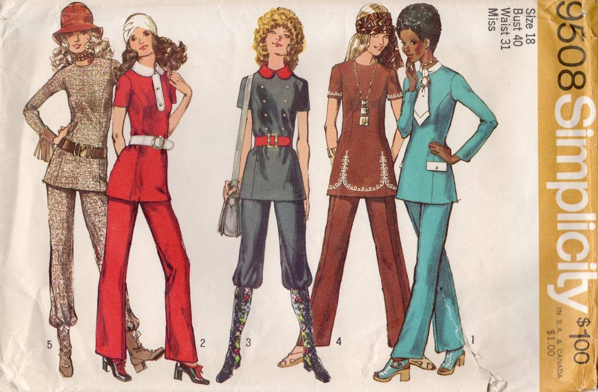 1970's Simplicity Princess Line Tunic Pattern - Bust 40" - No. 9508