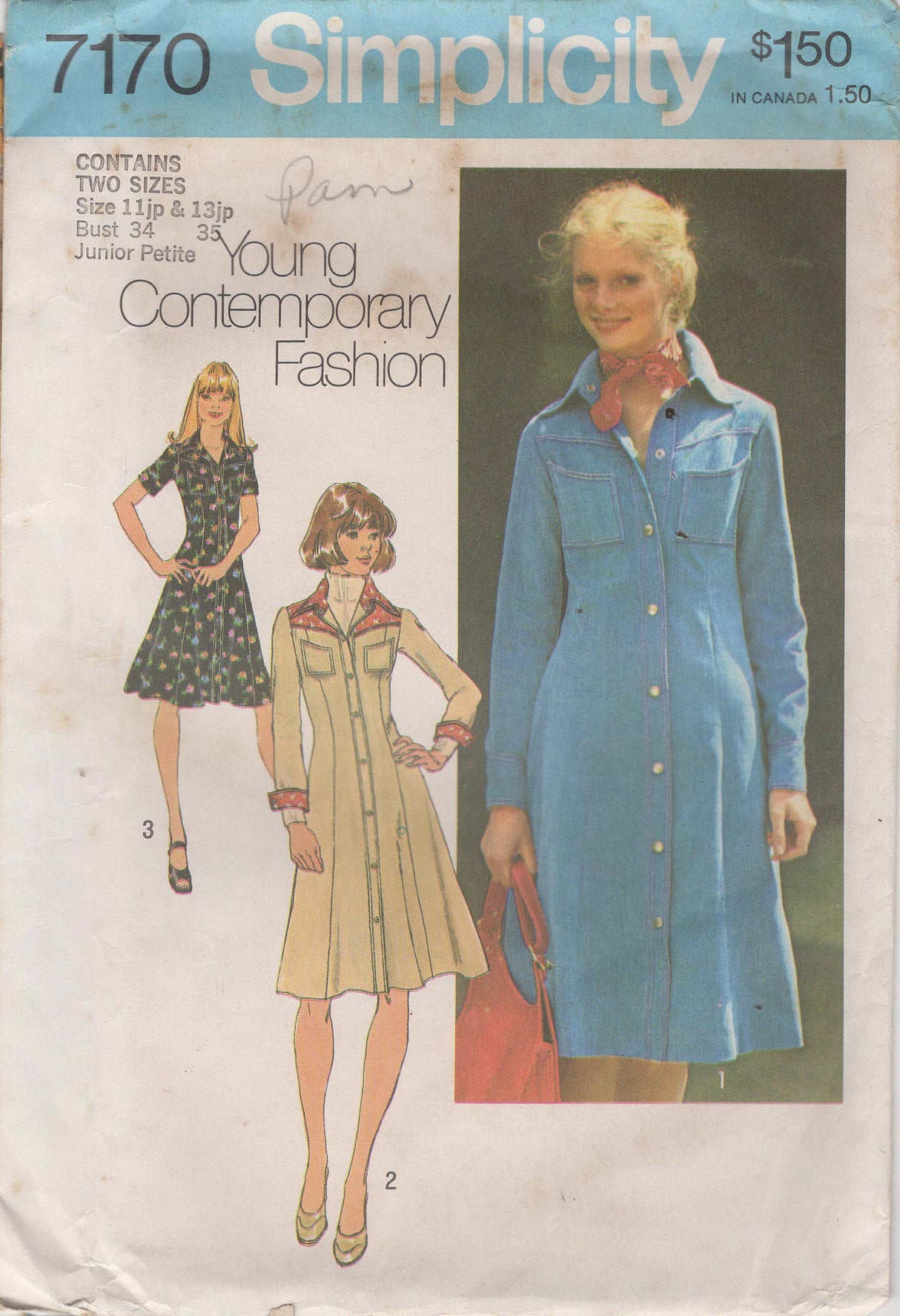 1970's Simplicity Princess Line Dress Pattern – Bust 34-35” - No. 7170