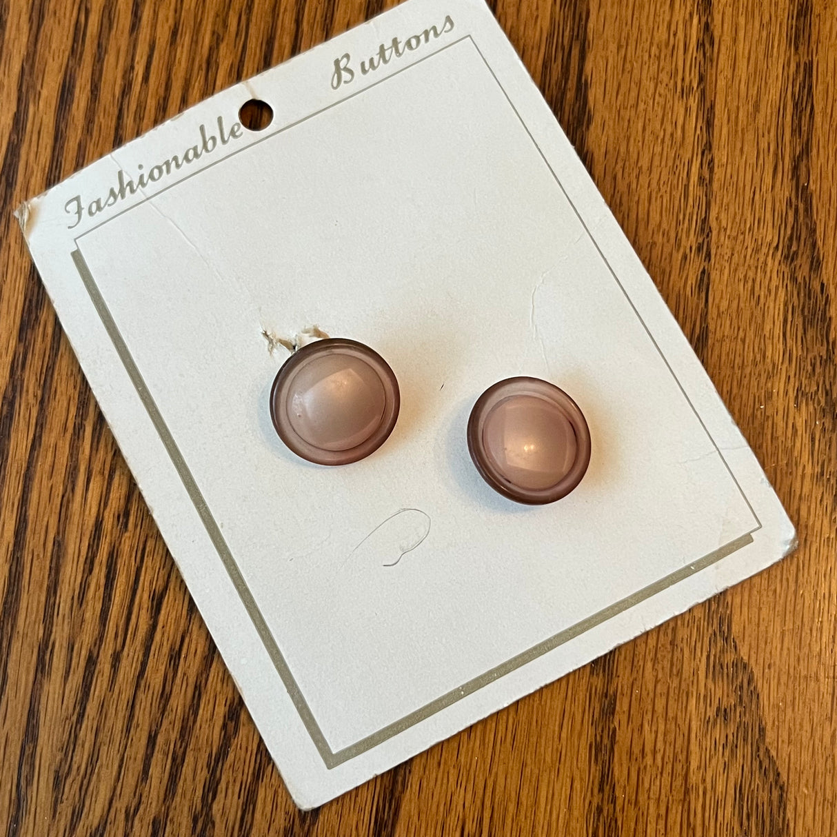 1960’s Fashionable Buttons Plastic Shank Buttons - Light Pink - Set of 3 - 3/4" - on card