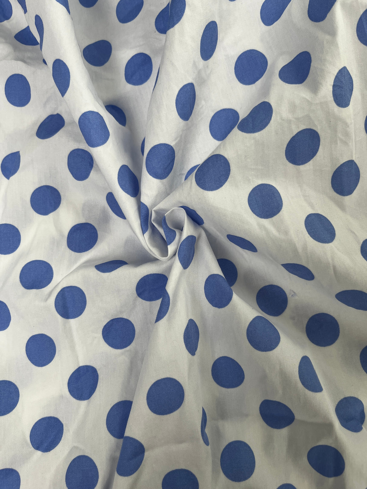 Modern Cornflower Blue Polka Dot Fabric - (P255)