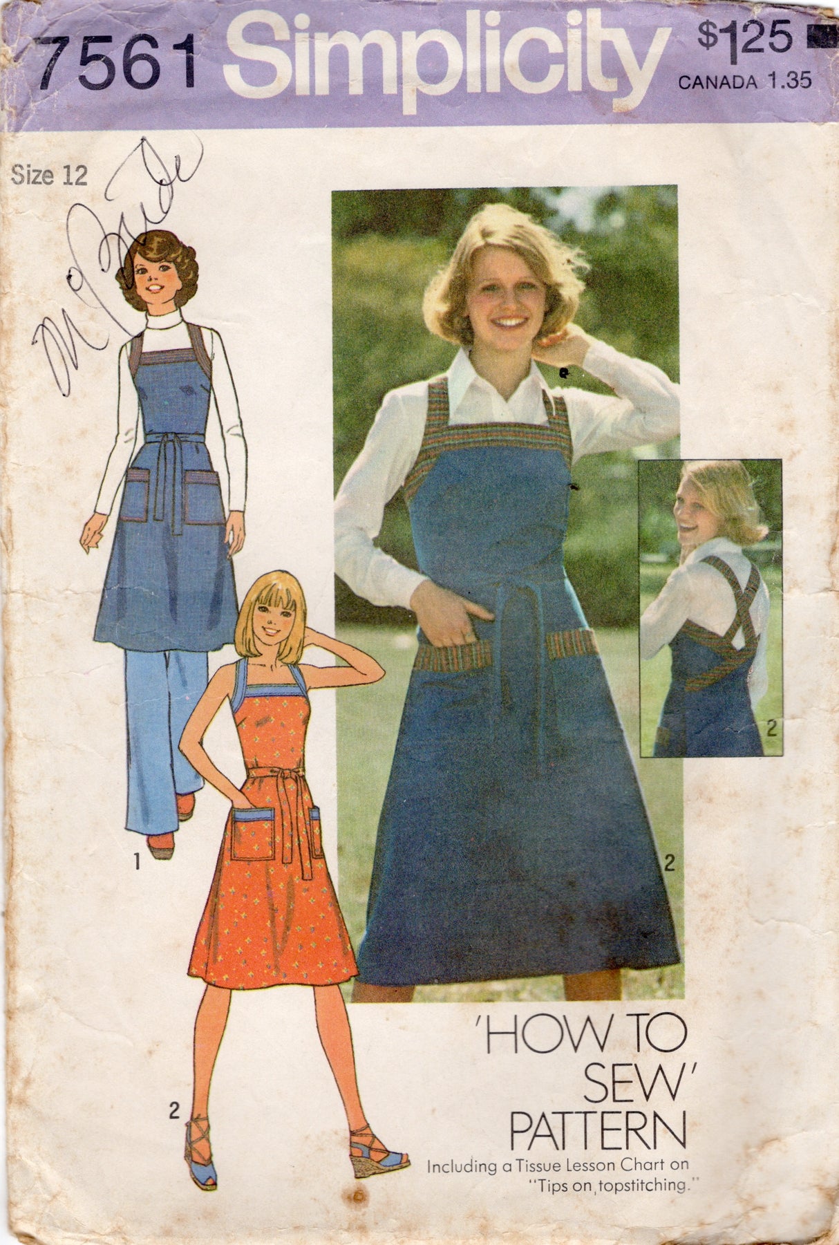 1970's Simplicity "How to Sew" Back Wrap Dress Pattern - Bust 34" - No. 7561