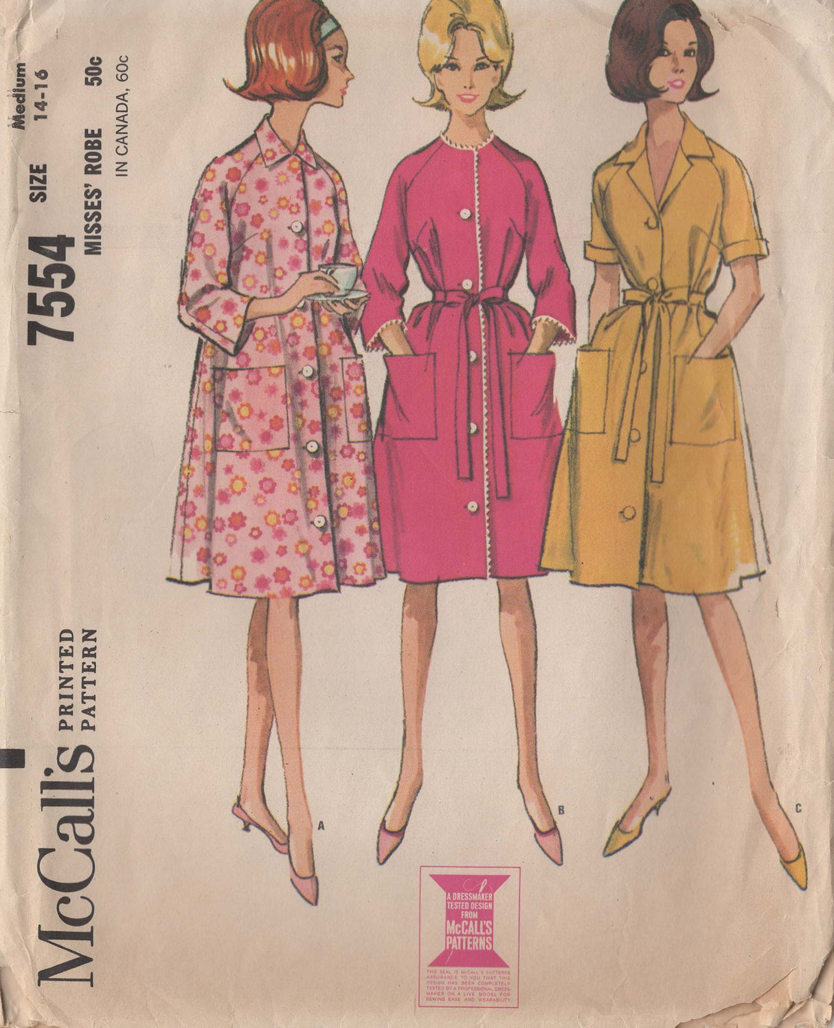 1960's McCall's Robe Pattern - Bust 34-36" - No. 7554