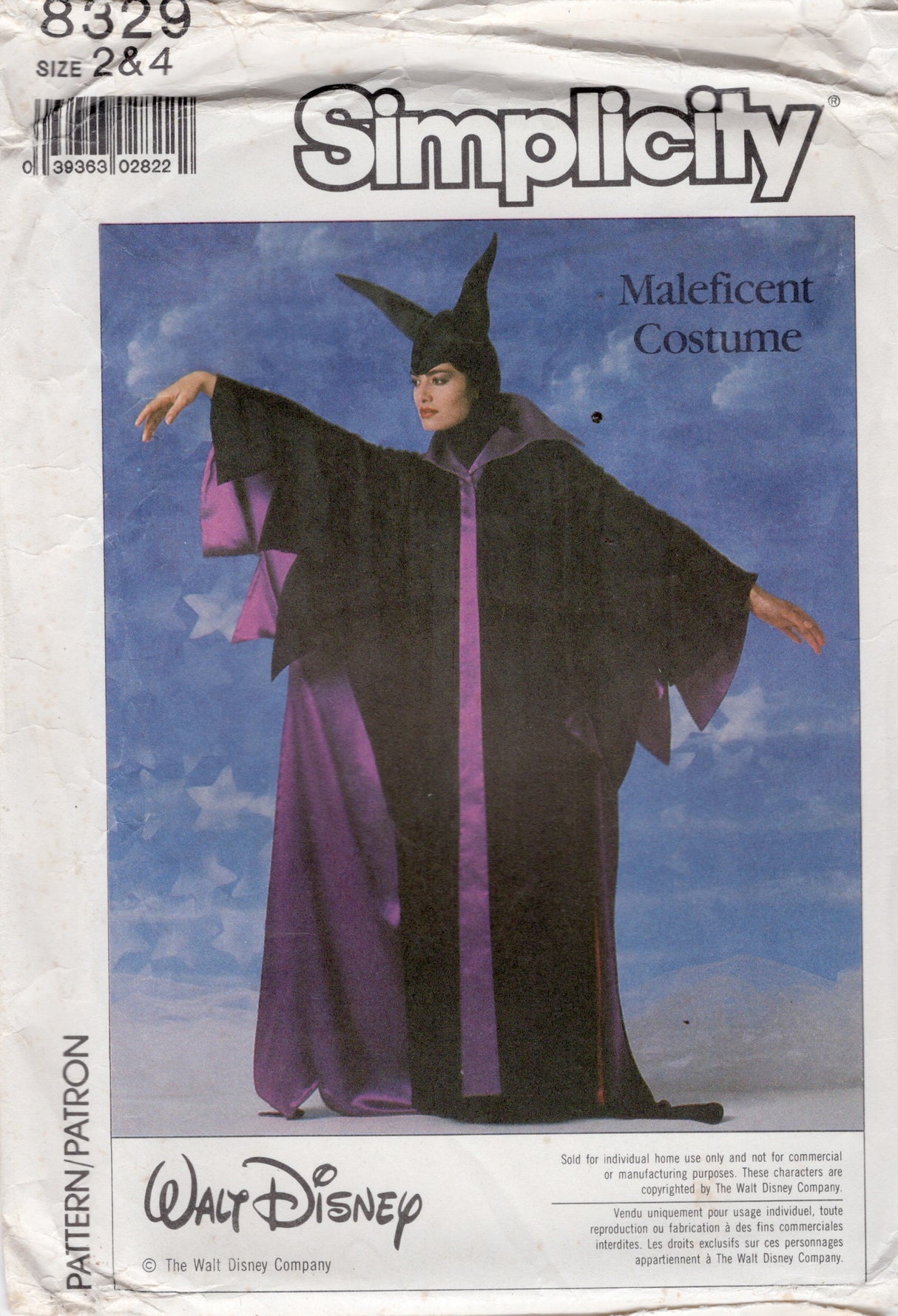 1980's Simplicity Disney’s Maleficent Costume Pattern - Chest 21-23" - No. 8329